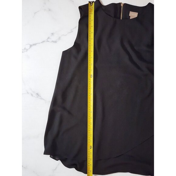 Chico’s Black Sleeveless Tank Top Blouse Size 3 (16/18 XL) Back Zip Overlay - Picture 6 of 10